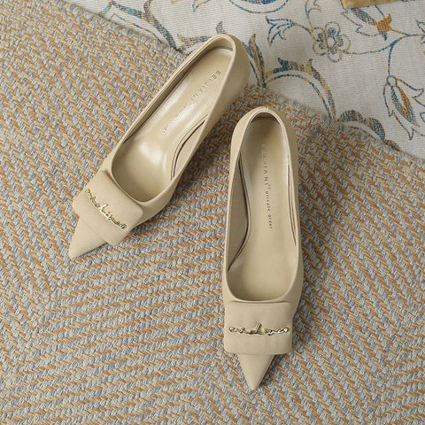 French high heels women's pointed thin heels fashionable shallow cut single shoes commuting work shoes