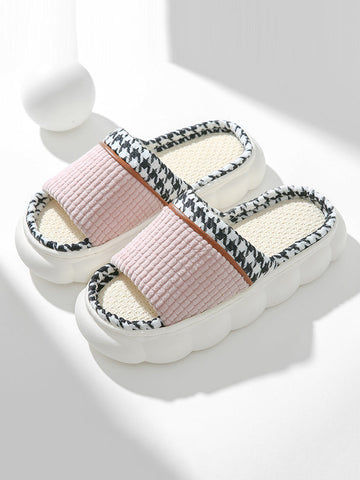Fashion Spring Spliced Couple Indoor Platform Slippers