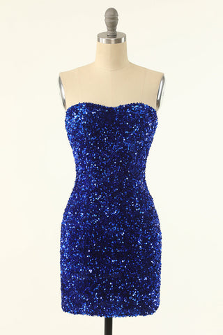 Robe moulante de soirée à paillettes en cœur