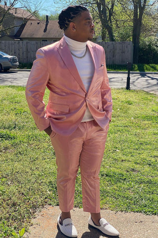 Peak Lapel One Button Light Pink Men's Prom Suits