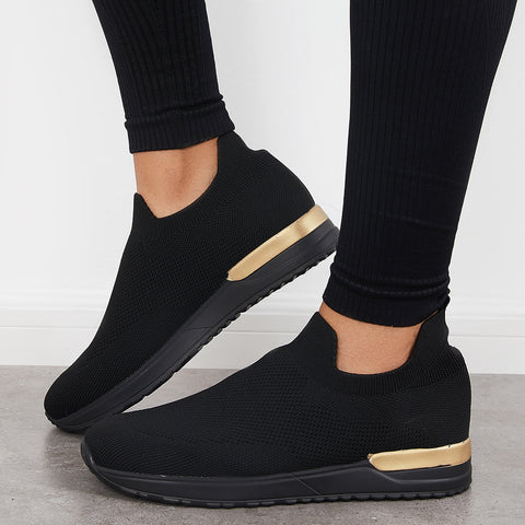 Lässige Slip-on-Strick-Loafters, atmungsaktive Wanderschuhe