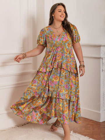 Plus Size Tiered Ruffled Resort Maxi Dress