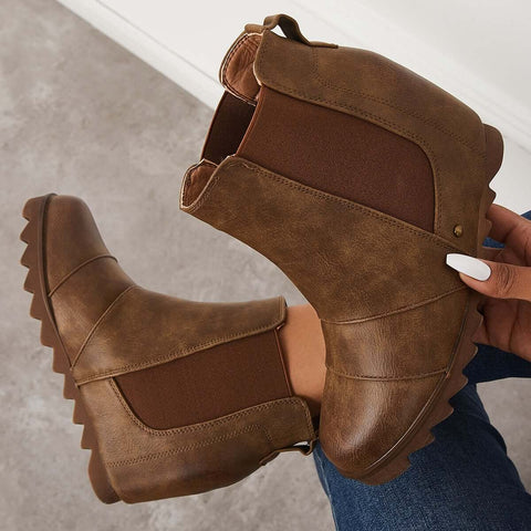 Non-Slip Hidden Wedge Chelsea Boots Pull on Ankle Booties