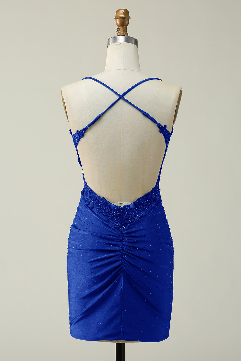Hot Selling Bodycon Spaghetti Straps Dark Green Short Homecoming Dress with Appliques