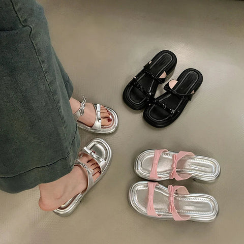 Designer Summer Butterfly-knot Women Slippers Fashion Open Toe Flats Slides Ladies Outdoor Casual Beach Sandalias Flip Flop