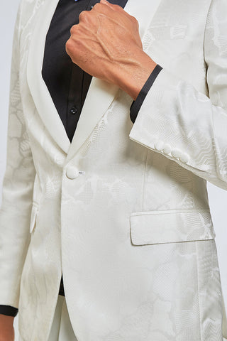 White Jacquard Shawl Lapel 2 Piece Prom Homecoming Suits