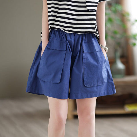 Women Summer Casual Minimalist Cotton Loose Shorts