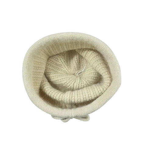 Damen Winter Strickmütze mit Kordelzugsaum