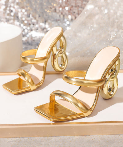 Fashion Gold Special Shaped Heel Fashionable Slide Sandals