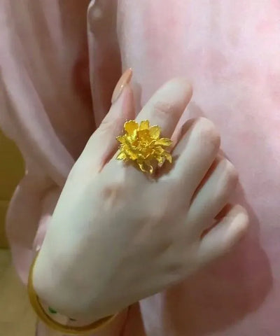 Vintage Gold Sterling Silver Overgild Peony Rings