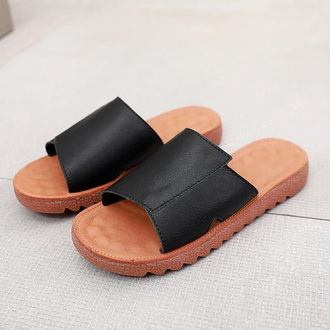 Flache Retro-Leder-Freizeitschuhe für den Sommer