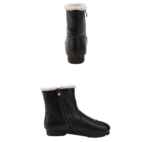 Women Vintage Zipper Splicing Leather Boots