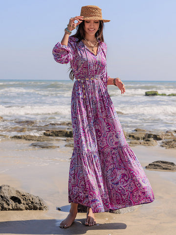 Strand-Maxikleid mit Ballonärmeln