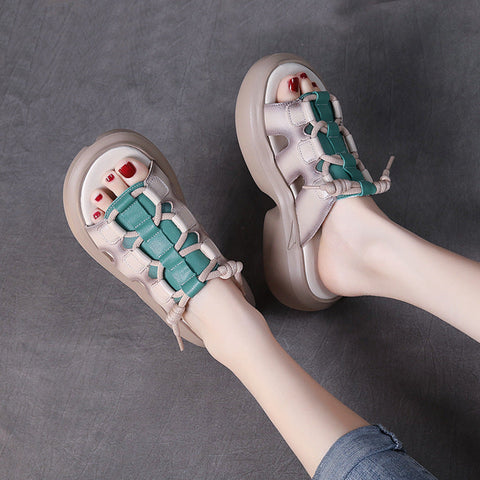 2022 Casual Retro Leather Wedge Slippers