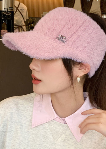 Handgemachte warme Fleece gestrickte Baumwolle rosa Baseball Cap Hut