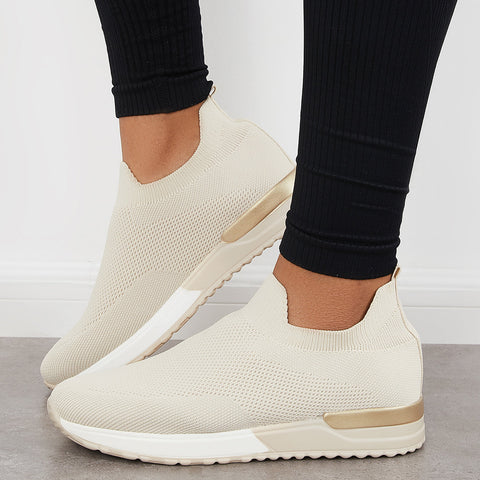 Lässige Slip-on-Strick-Loafters, atmungsaktive Wanderschuhe