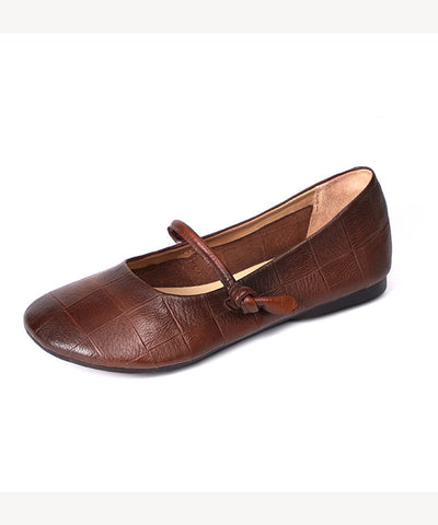 Handgemachte bequeme flache Schuhe aus braunem Rindsleder