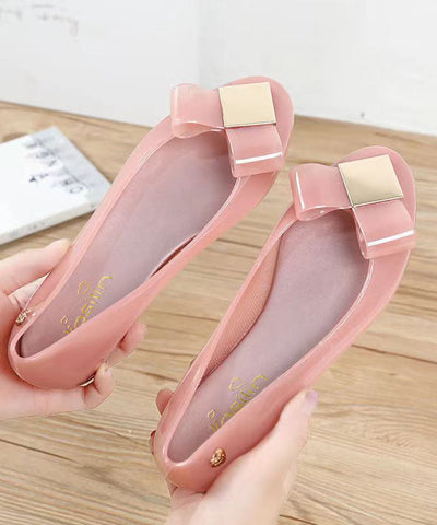 Einzigartige bequeme Spleißen klare Plattfüße Schuhe Pink