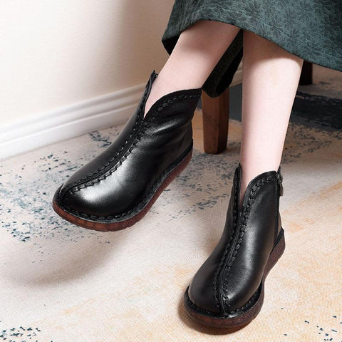 Leather Vintage Ethnic Style Soft Women Ankle Boots ( Added plush styles)