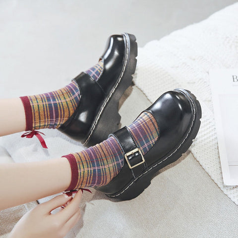 Neue Ankunft Japanischen Stil Vintage Schnalle Mary Janes Schuhe frauen Flachen Mund Casual Student Leder Schuhe Dicken Boden