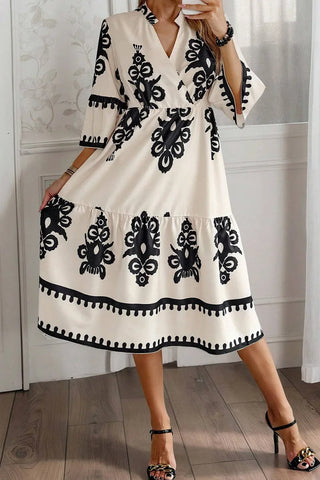 Bedrucktes Midikleid mit halben Ärmeln