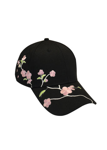 Neue Boho-Baseballkappe mit Blumenstickerei in Schwarz
