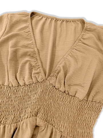 Maxikleid mit gesmokten Volantärmeln