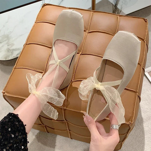 Ballett Tanz Wohnungen Schuhe Frauen Frühjahr Neue Flache Kleid Schuhe Mode 2024 Marke Walking Mode Mujer Casual Zapatillas Elegante