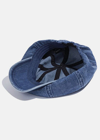Damen Denim Hellblau Patchwork Baumwolle Breton Mütze