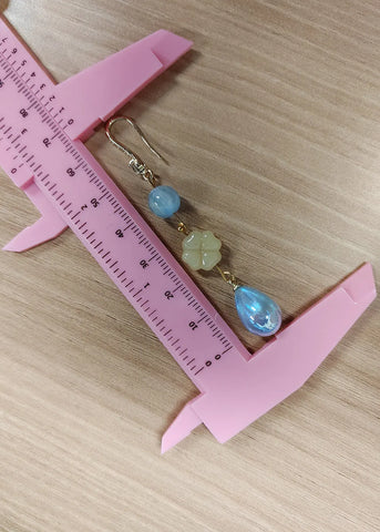 Elegant Light Blue Water Droplet Fine Jade Drop Earrings