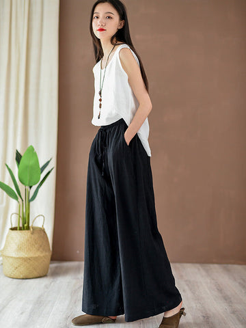 Vintage Linen Wide Leg Ramie Pants