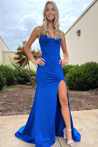 Spaghetti Straps Long Prom Dress with Slit