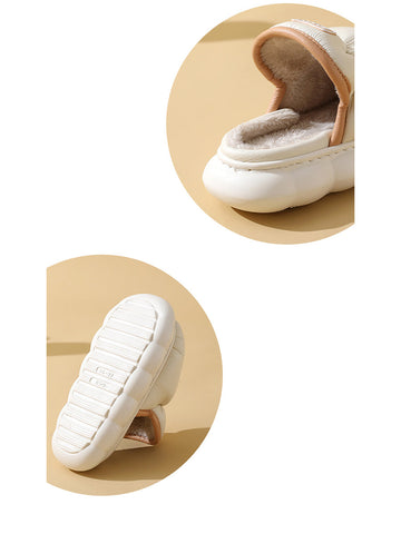 Indoor Unisex Casual Solid Plush Slippers