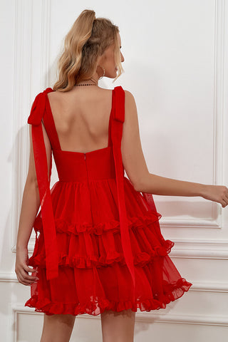 Tiered Short Homecoming Dress With Bows