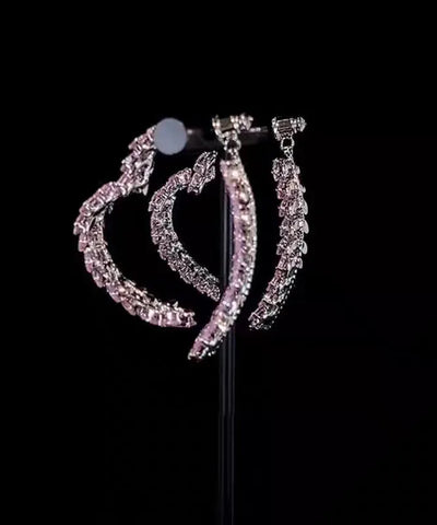Unique Purple Alloy Zircon Ear Of Wheat Love Hoop Earrings