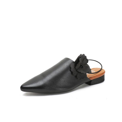 Summer Retro Leather Casual Pointed Toe Slippers