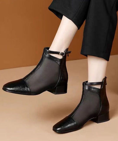 Einzigartige klobige Stiefel aus braunem Tüll mit Reißverschluss