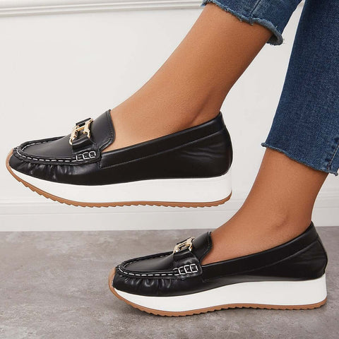 Lässige, bequeme Plateau-Loafer, flache Bootsschuhe zum Hineinschlüpfen