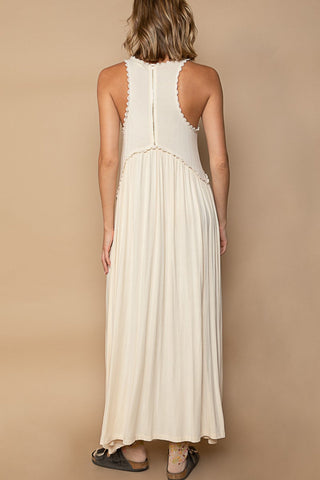 Sleeveless Back Zipper White Maxi Beach Dress