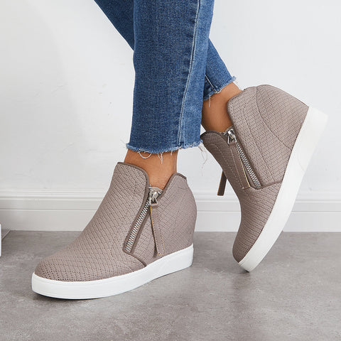 Casual Hidden Wedge Sneakers Platform Wedge Booties