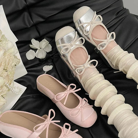 2024 New Spring Summer Butterfly Flat Ballet Slippers  Women's Shoes Retro Mary Jane Shoes Ballet Flats Women Zapatos Mujer
