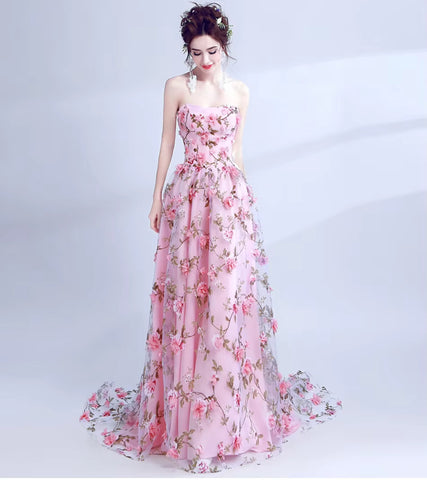 Abendkleid Herbst neue Bohnen rosa Tube Top Braut Hochzeit Bankett Jahrestagung Abendkleid 