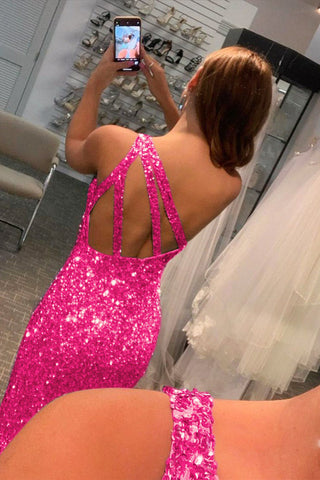 Glitter Sequins Long Prom Dress with Slit