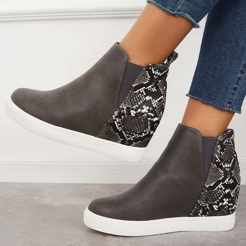 Slip on Hidden Wedge Sneakers Platform Wedge Booties