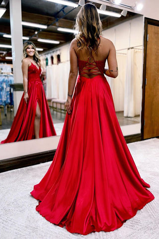 A Line Spaghetti Straps Green Long Prom Dress with Appliques