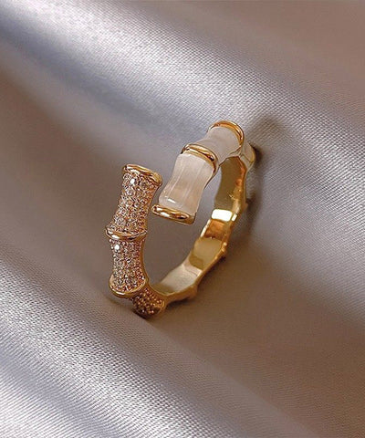 Simple Style Metal Bamboo Knot Zircon Rings