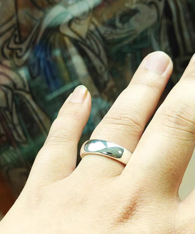 Women Silk Plain Ring Carving Silver Rings