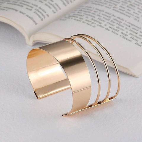 2022New Boho Wide Line Cuff Open Bracelet Punk Cool Psycho Shiny Ring Bracelet Ladies Adjustable Wrist Accessories Girls Jewelry