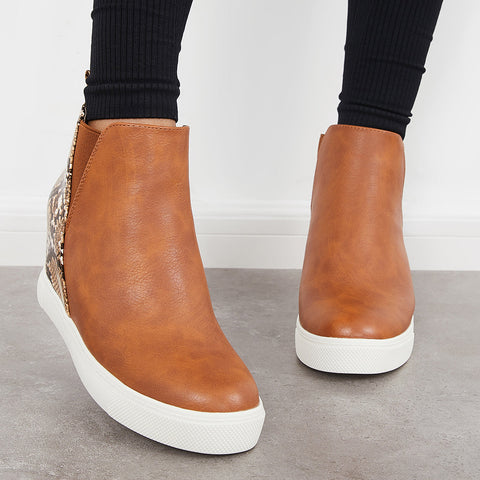 Slip on Hidden Wedge Sneakers Platform Wedge Booties