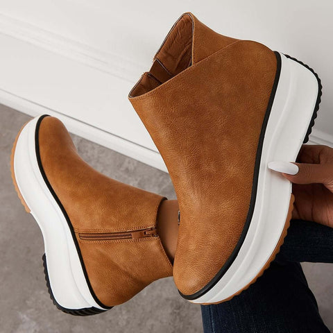 Non Slip Platform Wedge Sneakers Slip on Ankle Boots